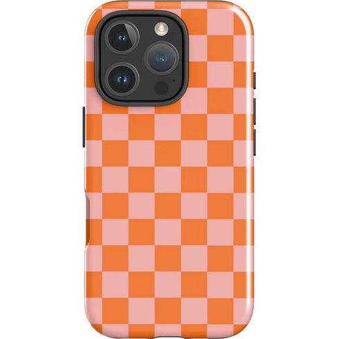 Orange Checkered iPhone 16 Pro Max Impact Case